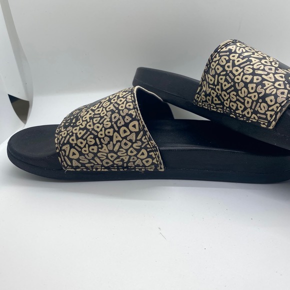 Adidas Adilette Comfort Slides black white unisex womens sz 6 - Picture 3 of 7